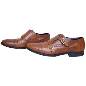 COLE HAAN Grand. OS Double Monk Strap Dress Shoes Brown Leather Men's Size 11 M